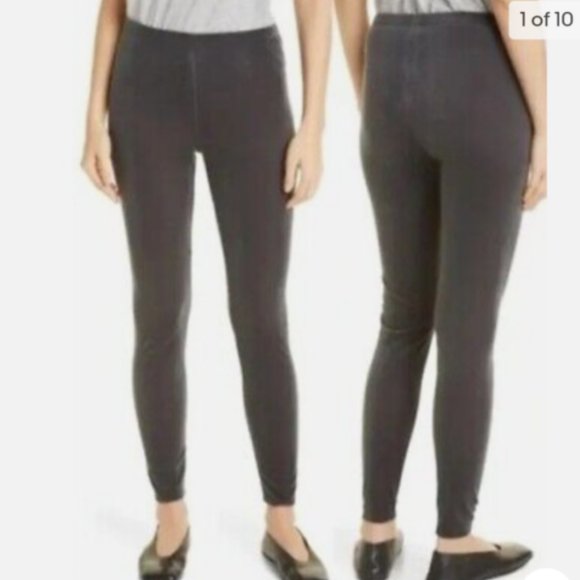 Eileen Fisher Womens Velvet Ankle Leggings Graphite Stretch Slimming Pants Sz  S - Picture 3 of 10